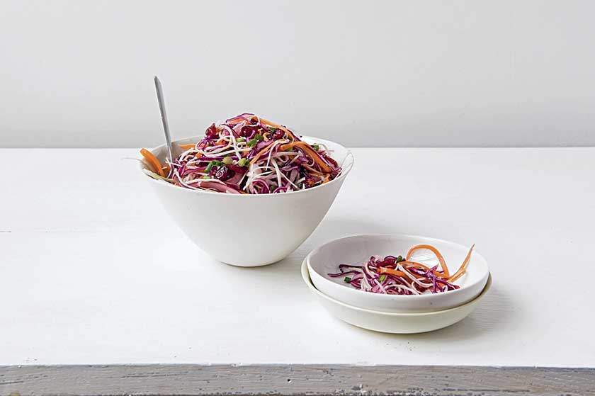 Coleslaw with maple syrup and cranberries