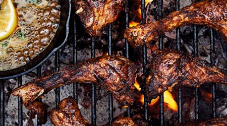 Barbecued Cumin Lamb Chops With Anchovy Butter Lemon Yoghurt