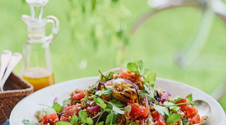 Aubergine And Wheatberry Salad
