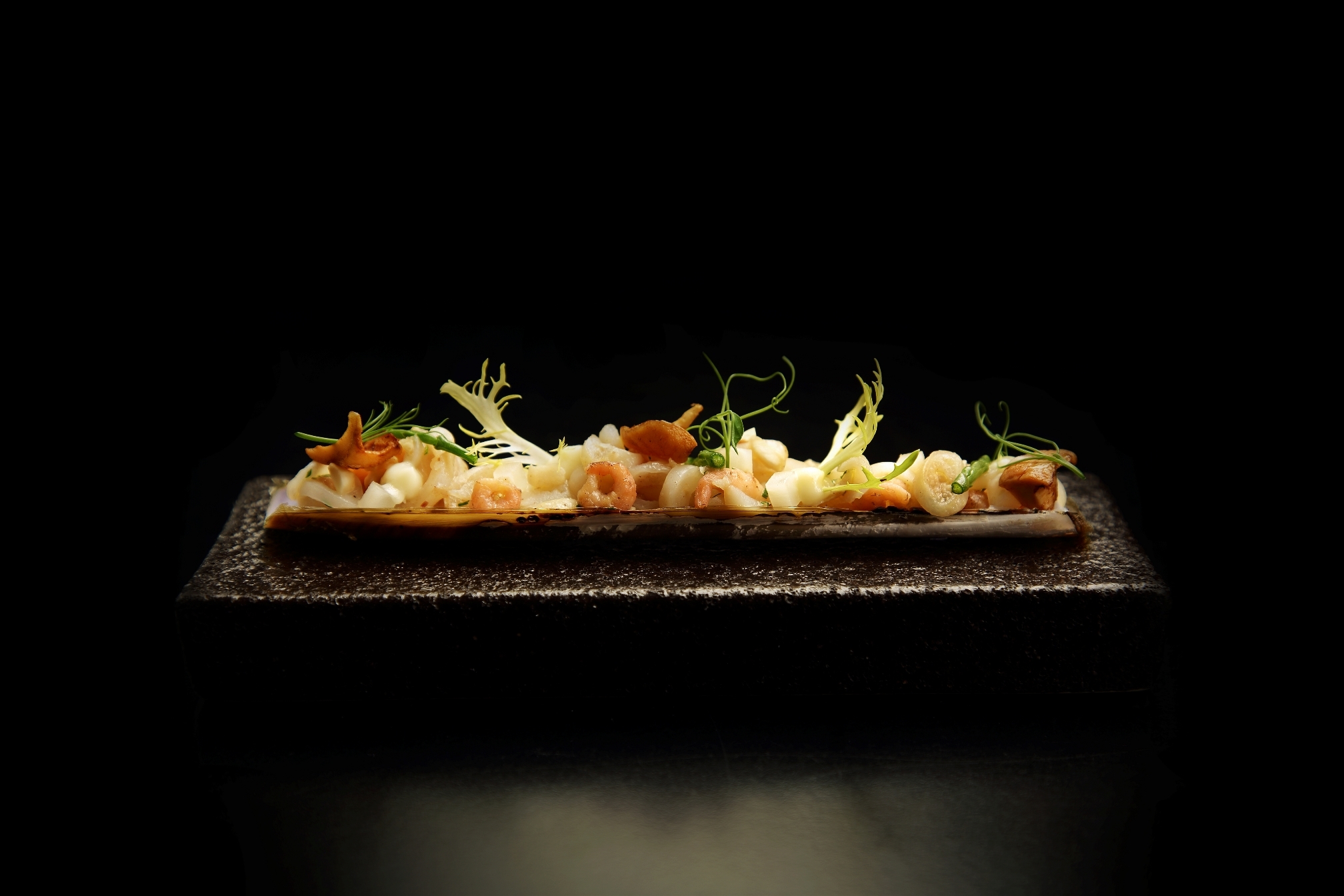 The Raby Hunt Restaurant At Summerhouse County Durham Razor Clam With Almond And Celeriac From The Tasting Menu