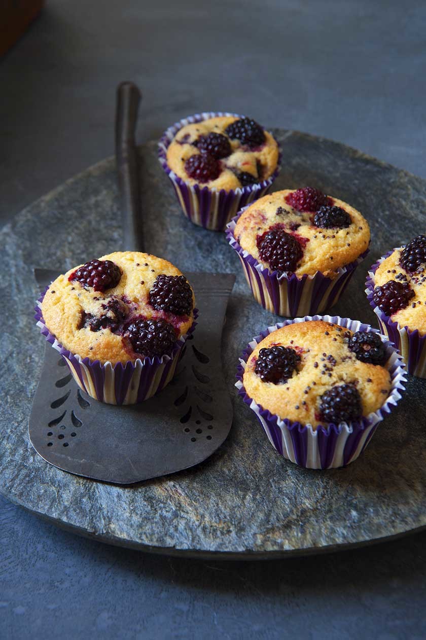 Blackberry almond and polenta muffins
