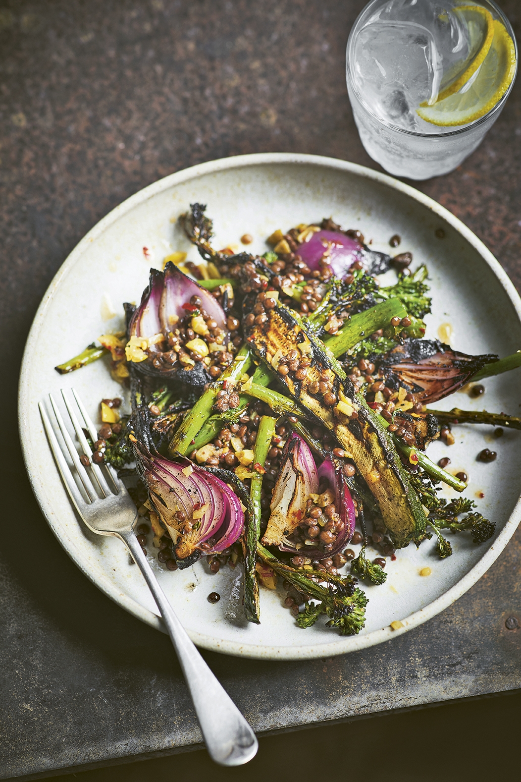 Broccoli Grilled Courgettes Lentils