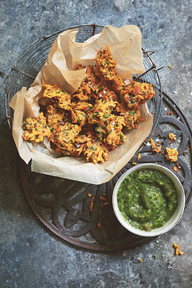 Carrot and herb pakoras