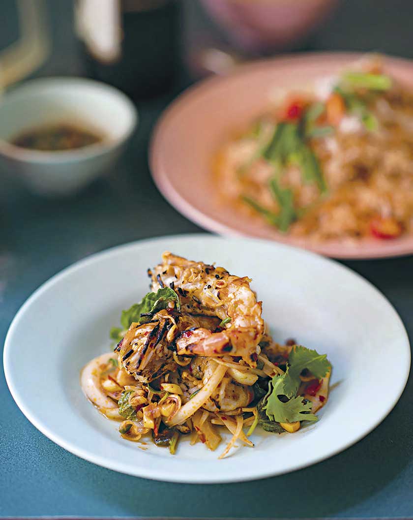 Chargrilled spicy prawn salad