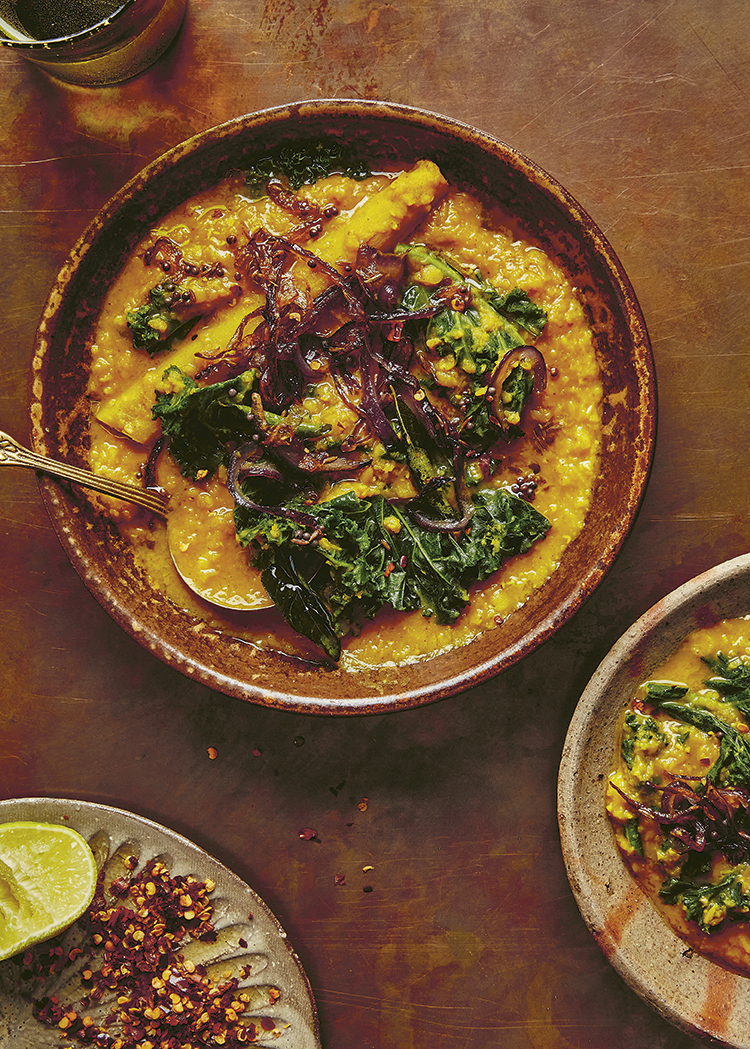 Coconut dal with kale
