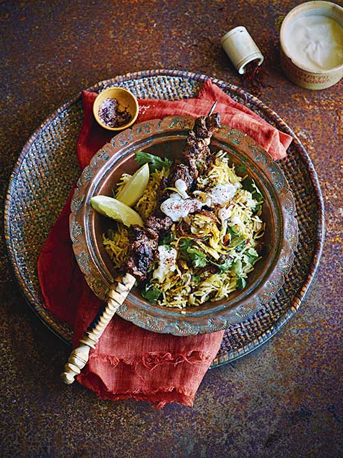 Lamb Brochette And Saffron Pilaf