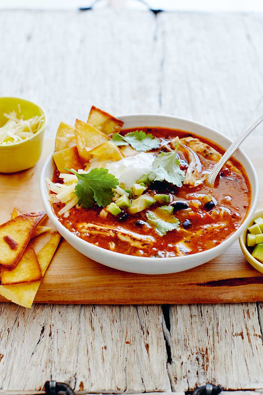 Lime and chicken tortilla soup