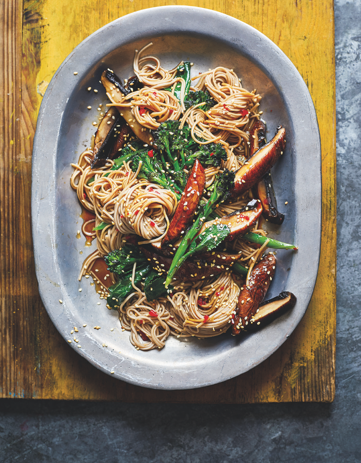 Mushroom teriyaki with soba noodles