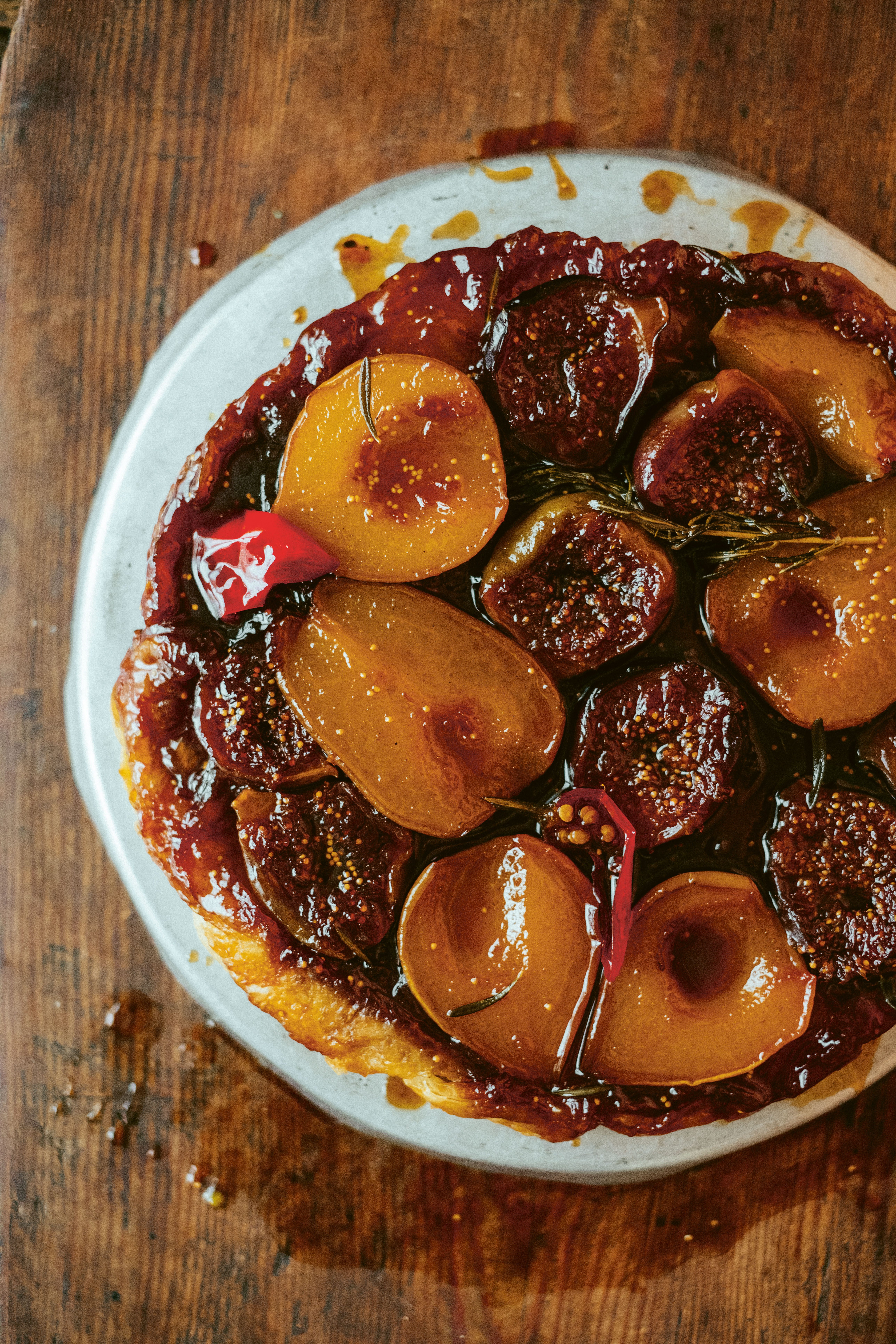 PEAR FIG ROSEMARY AND CHILLI TARTE TATIN