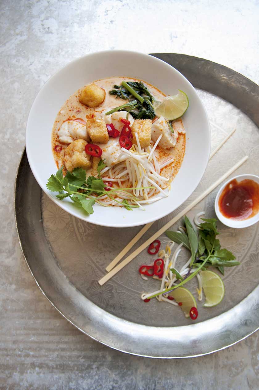 Pollock laksa with Malay noodles