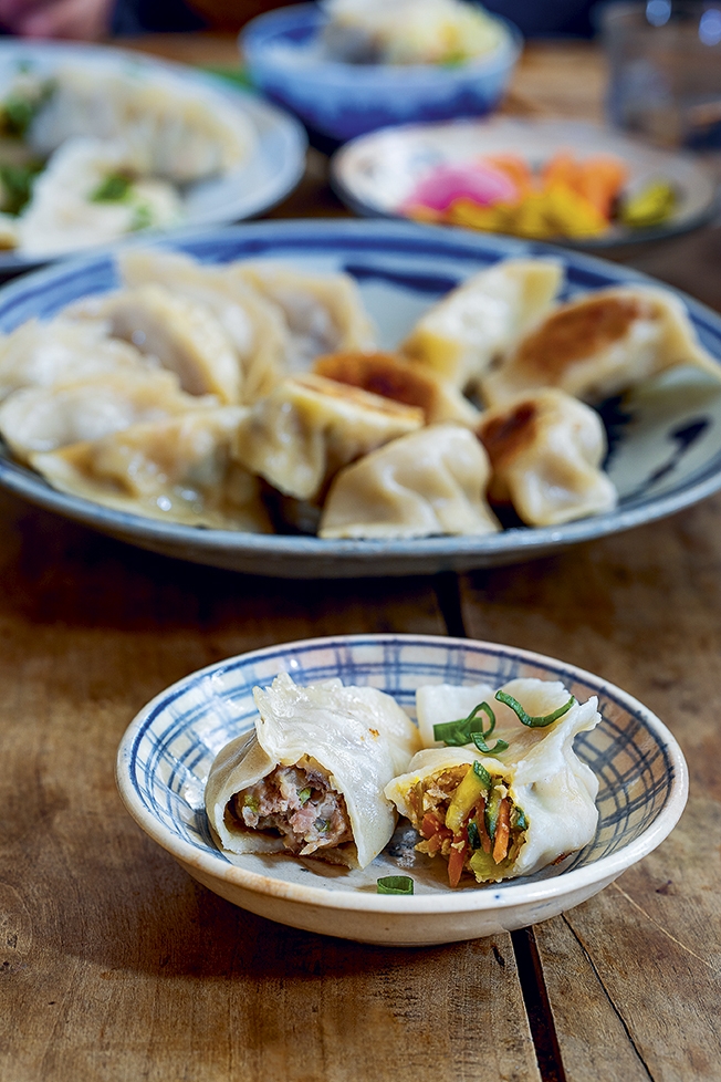 Pork and vegetable gyozas