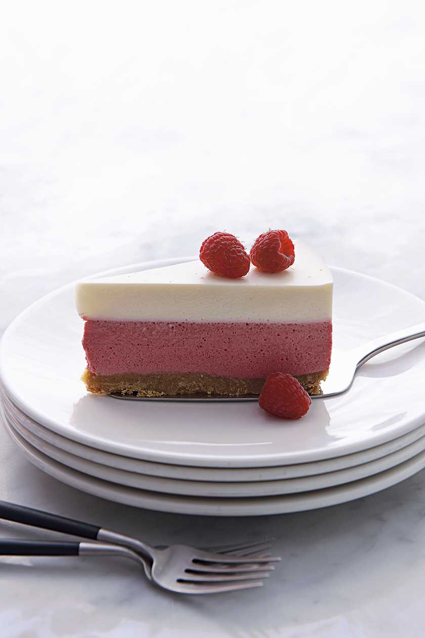 Raspberry and yoghurt mousse cake