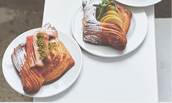 Rhubarb and pistachio croissant