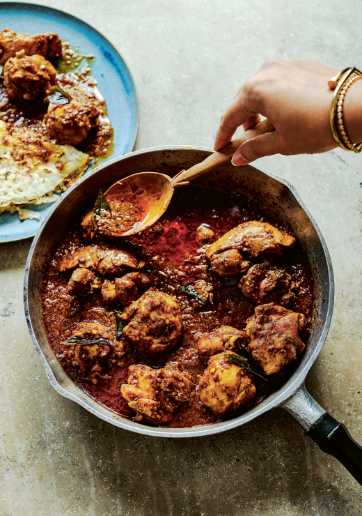 Spiced chicken curry with curry leaves, garlic and tamarind