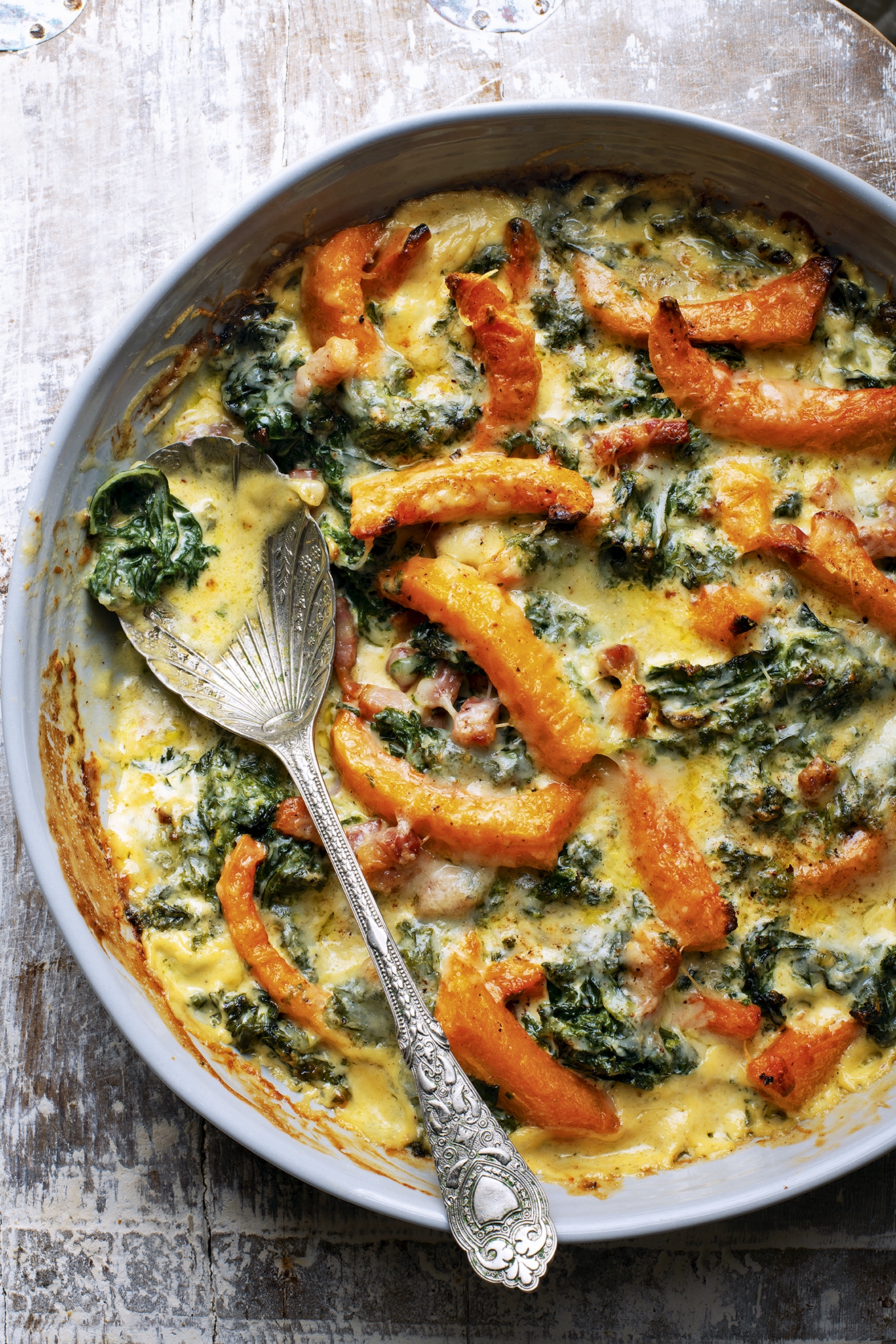 Squash and kurly kale gratine nutmeg bake 8468