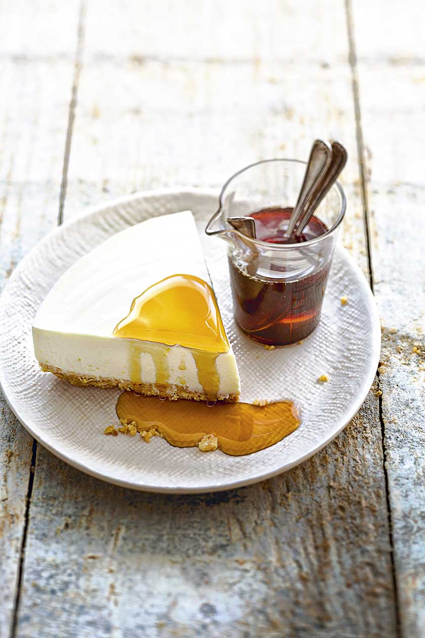  White chocolate cheesecake with bourbon maple syrup