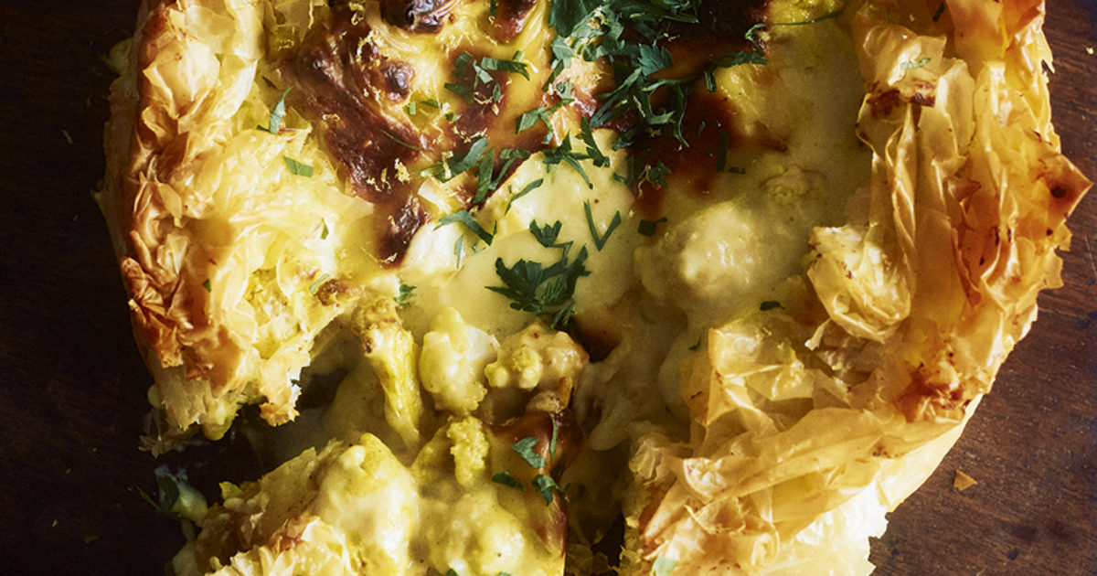 Curried cauliflower cheese filo pie Food and Travel Magazine