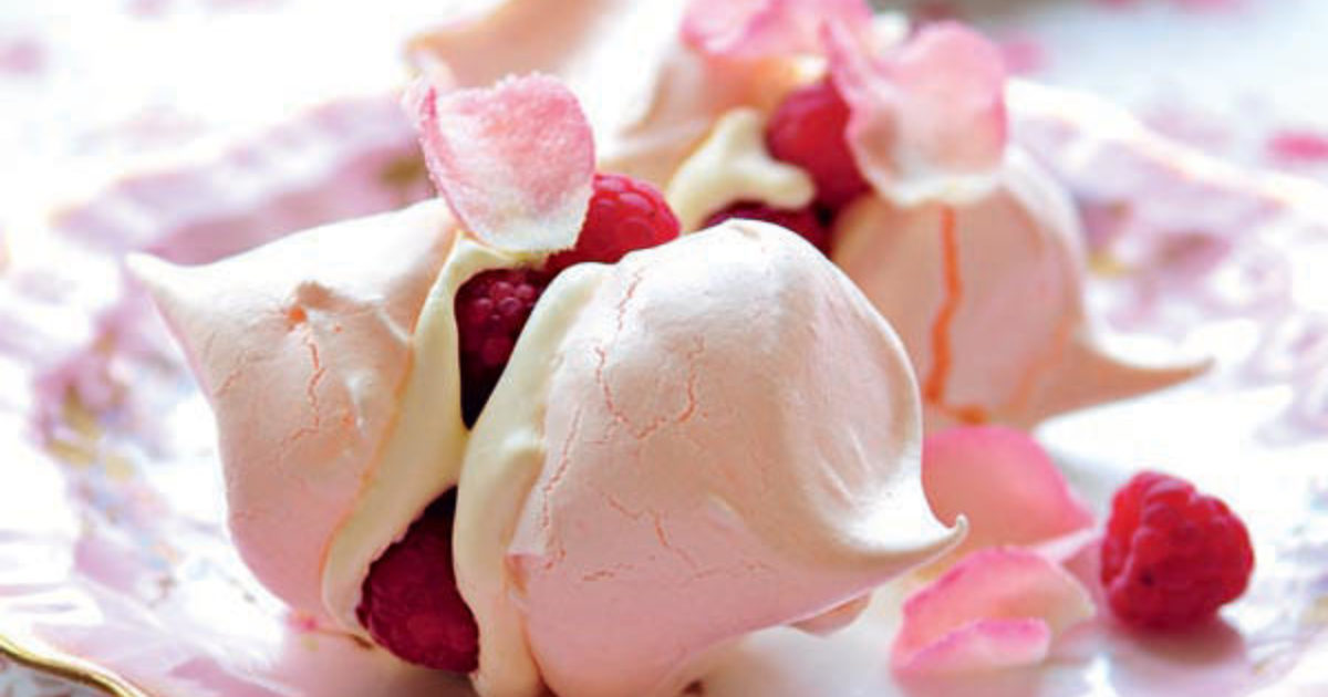 Raspberry and rose petal meringues Food and Travel magazine