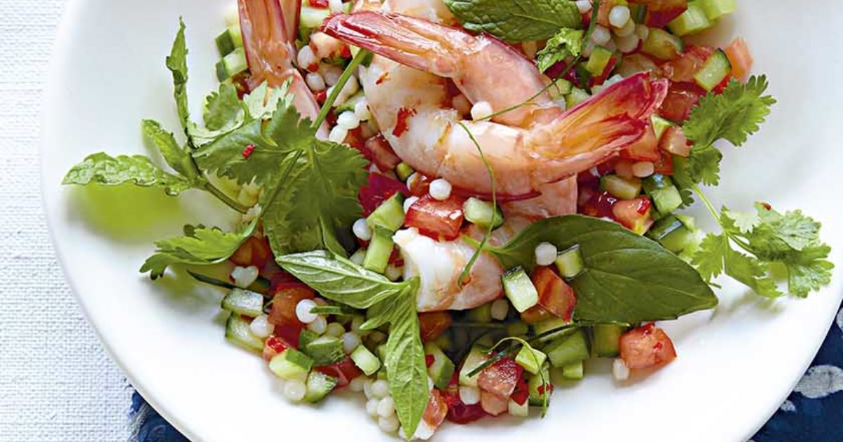Prawn salad with pearl couscous Food and Travel Magazine