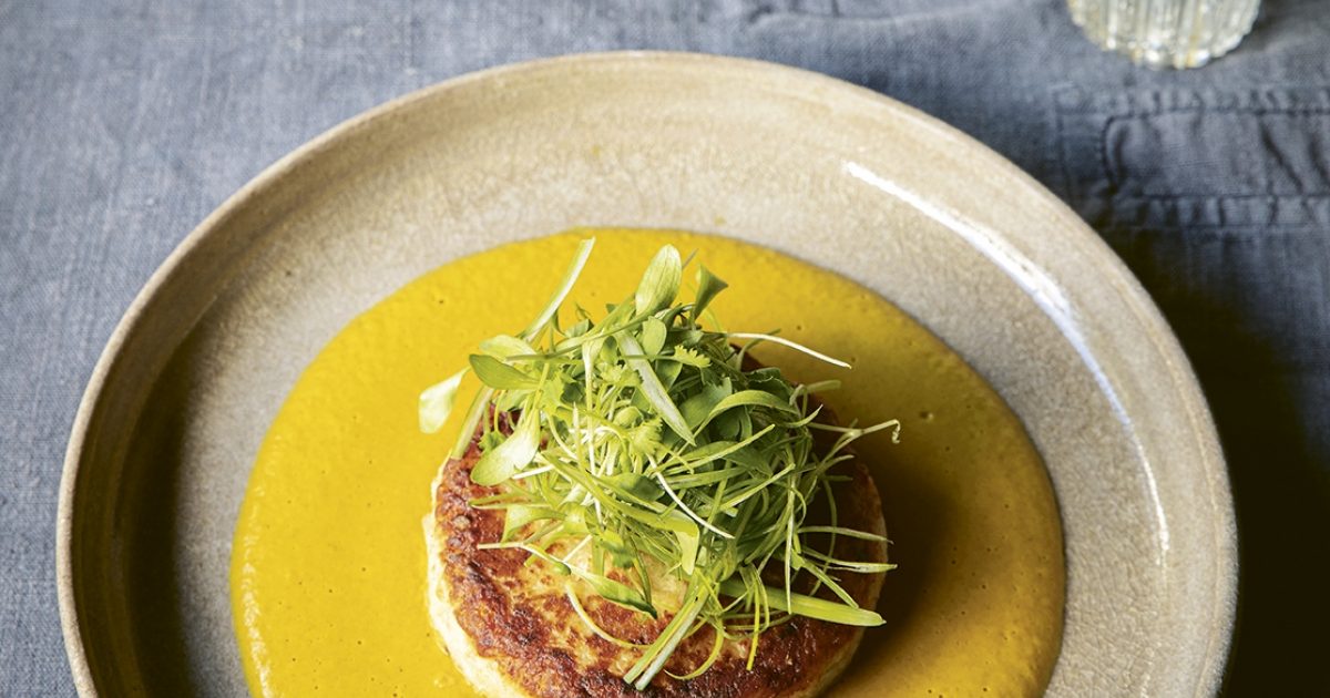 Crab cakes with katsu curry sauce Food and Travel magazine