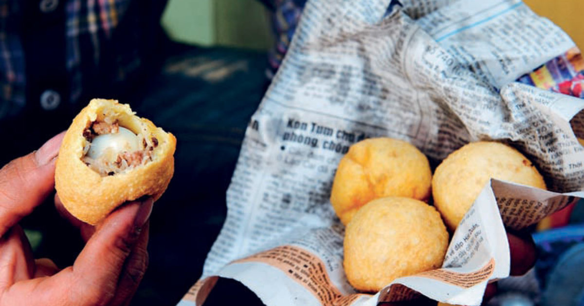 Fried pork and quail egg dumplings Food and Travel Magazine