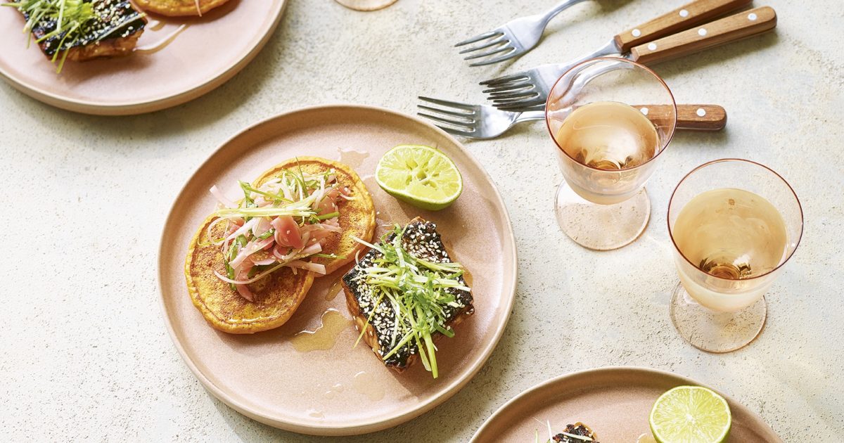 Food and Travel Magazine | Grilled teriyaki bass with sweet potato…