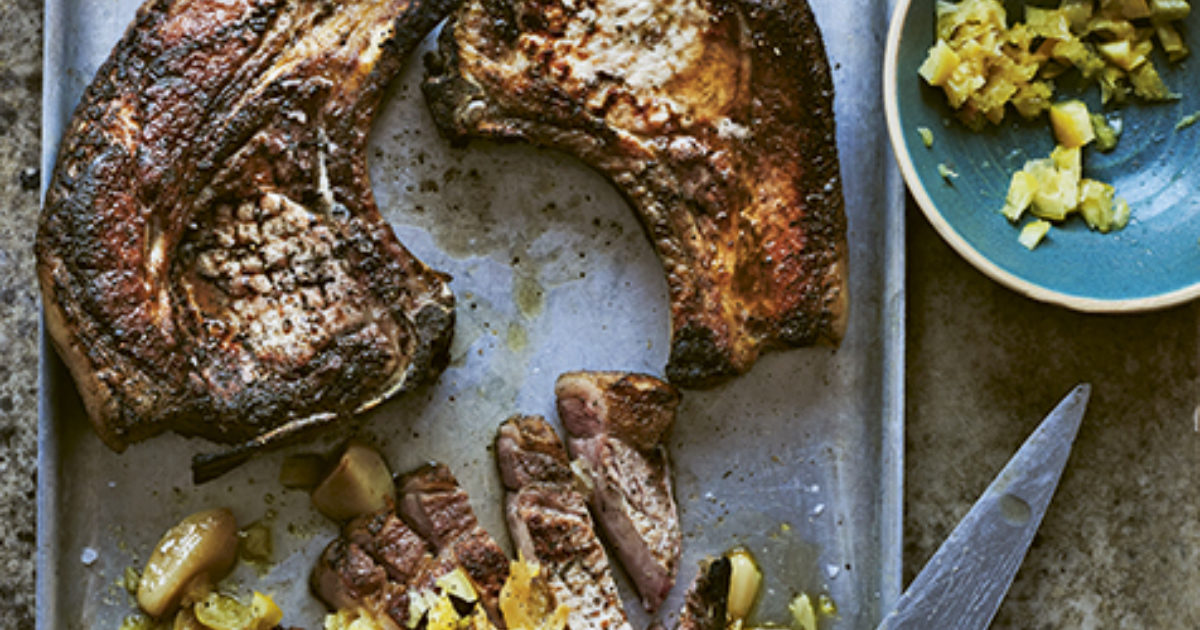 Grilled Tamworth pork chop with charred… Food and Travel magazine