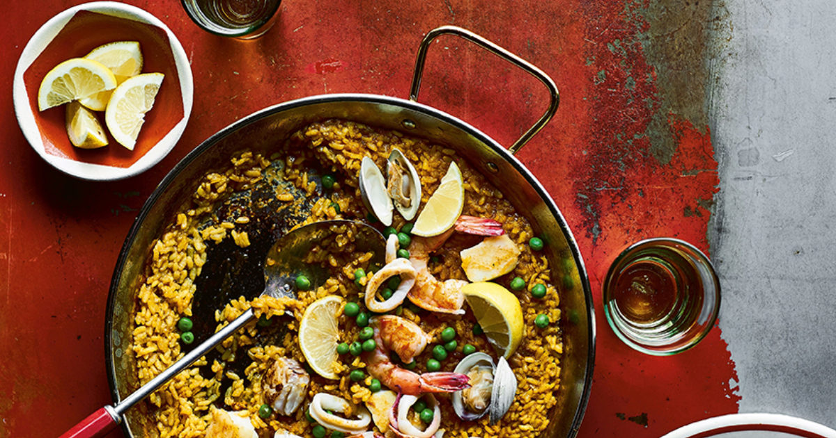 Paella de la (seafood paella) Food and Travel magazine