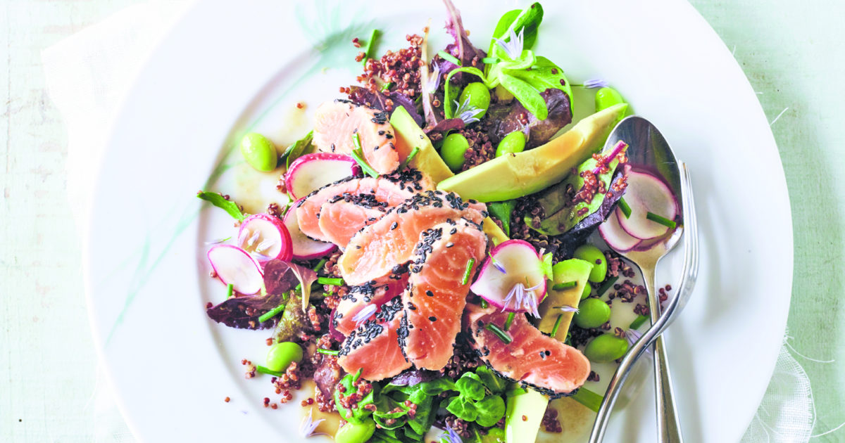 Salmon sashimi salad with quinoa and miso… | Food and Travel magazine