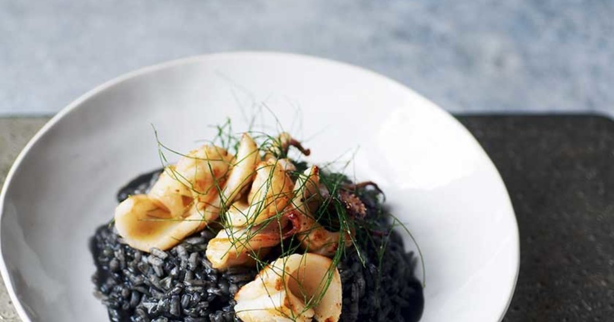 Food and Travel Magazine | Squid ink risotto with marinated squid