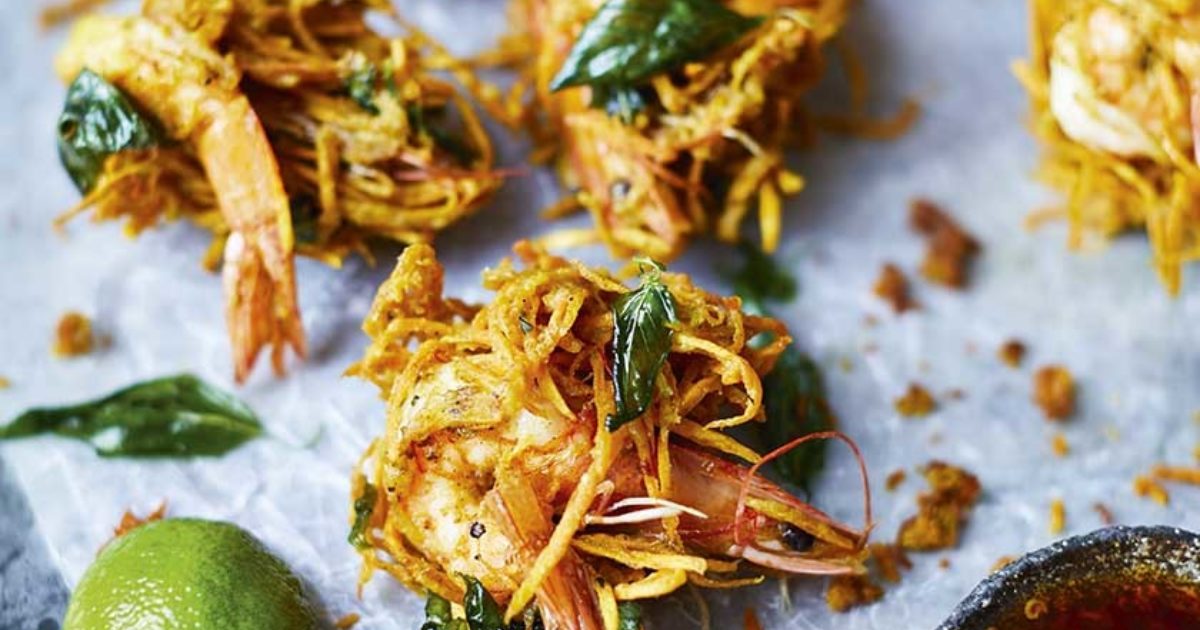 Food and Travel Magazine | Tiger prawn and sweet potato fritters with…