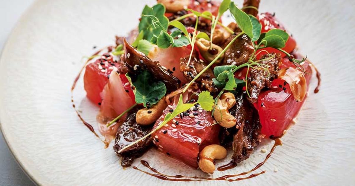 Food and Travel Magazine | Crispy duck and watermelon salad with…