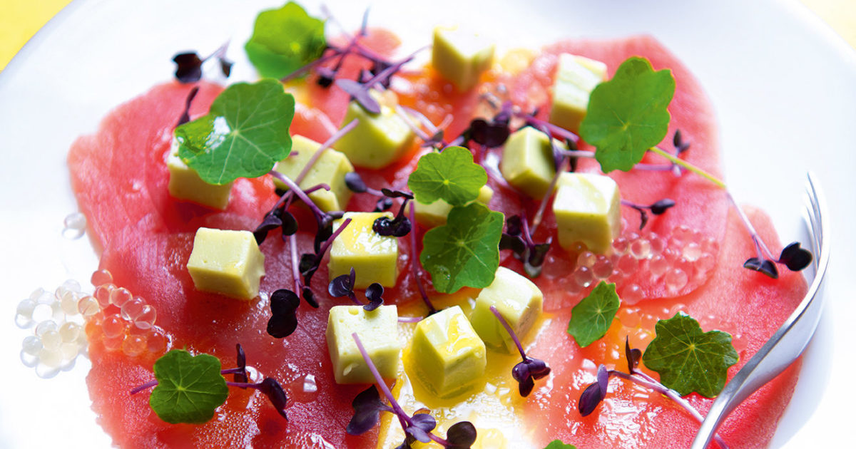 Tuna carpaccio with yuzu and avocado… Food and Travel Magazine