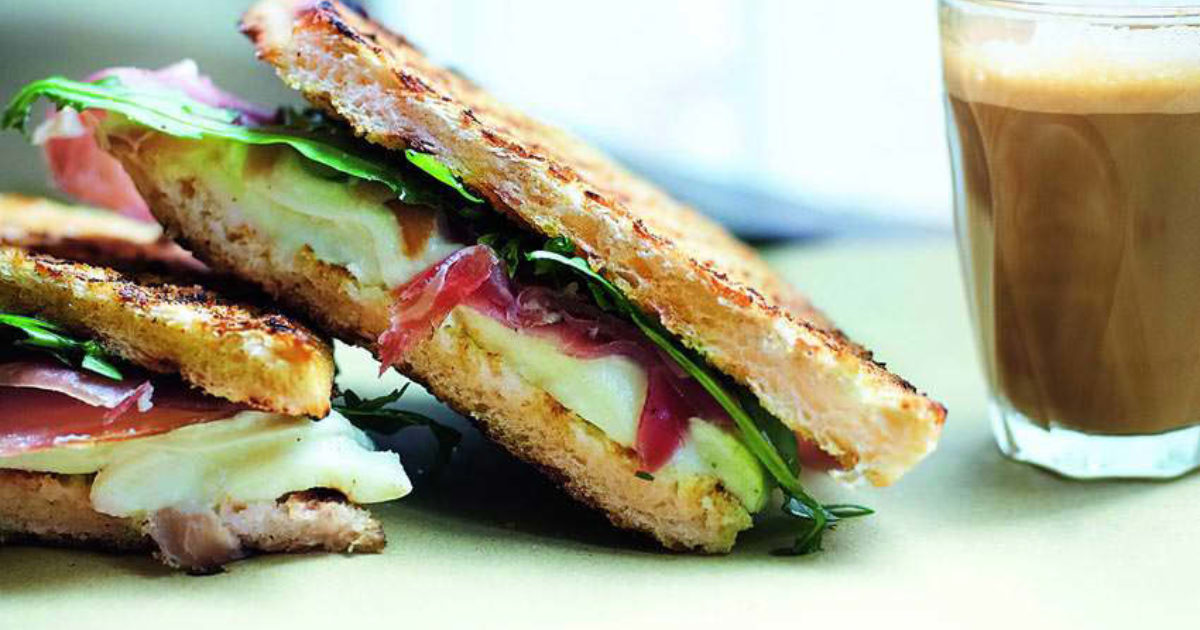 Prosciutto, mozzarella and rocket panino Food and Travel magazine