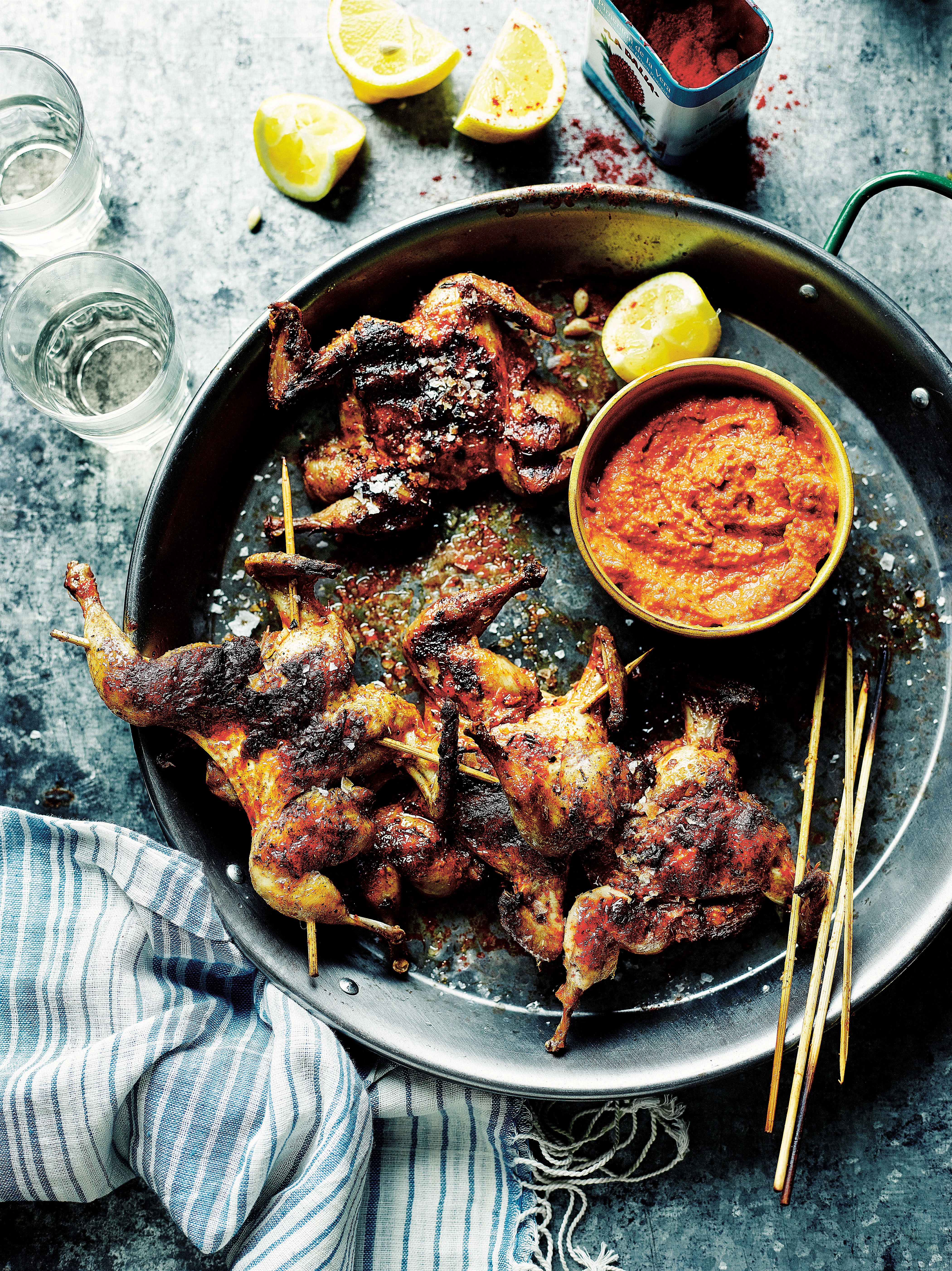 Spatchcock quail with romesco