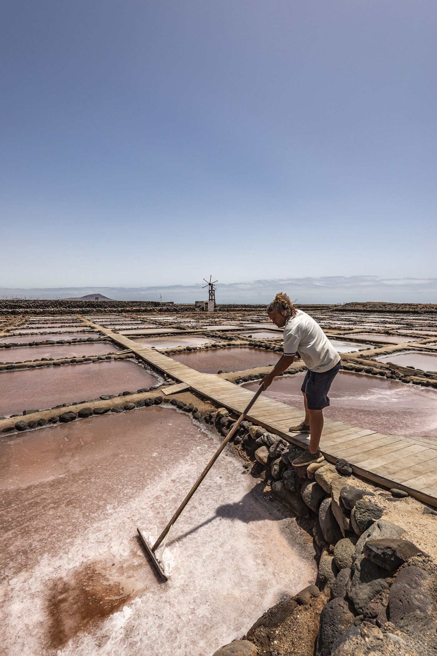 Maspalomas Area South Coast Salinas de Tenefe Manuel Navarro Owner Collecting Sea Salt 1571