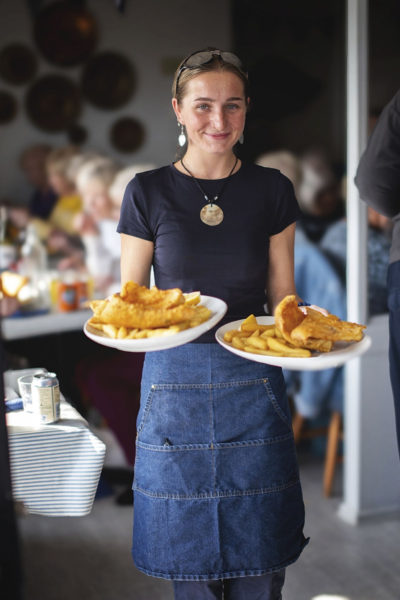 36 Maggies waitress with 2 x cod and chips