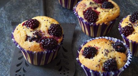 Blackberry almond and polenta muffins