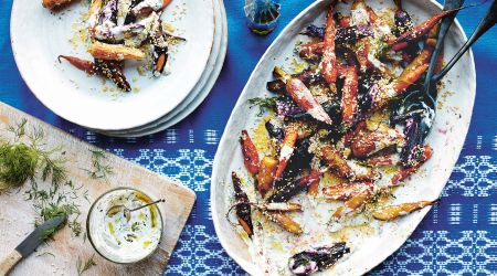 Roast Rainbow Carrots With Herbed Yogurt