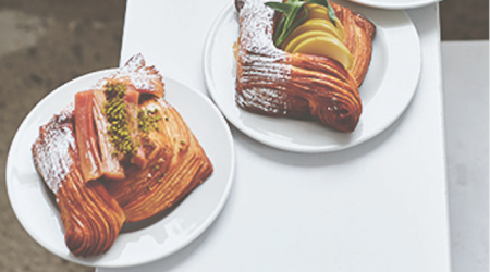 Rhubarb and pistachio croissant