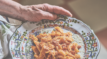 Toninas garganelli with zingani sauce