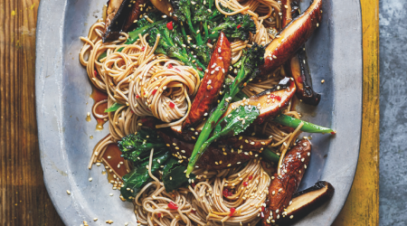 Mushroom teriyaki with soba noodles