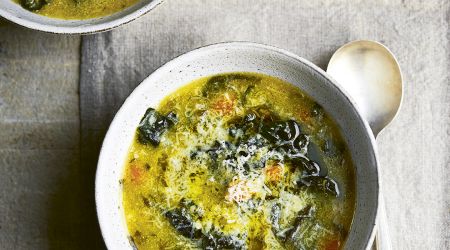 Polenta green soup