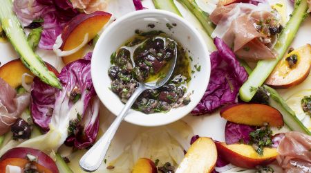 Nectarine and anchovy salad 2107