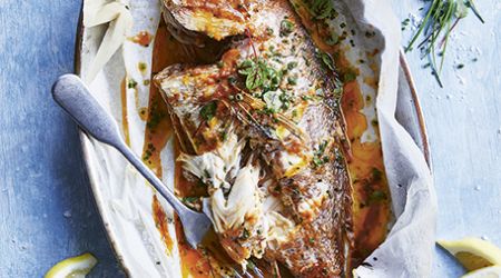 Whole roast snapper with red miso butter