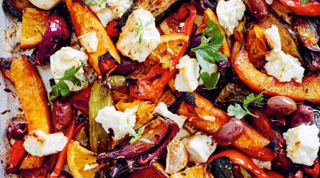 Roast vegetables with feta and orange