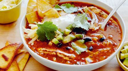 Lime and chicken tortilla soup