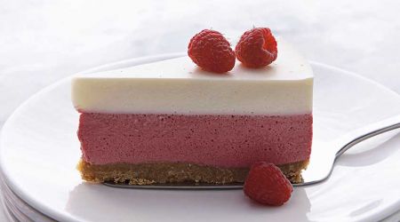 Raspberry and yoghurt mousse cake
