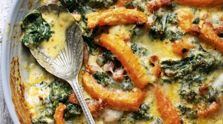 Squash and kurly kale gratine nutmeg bake 8468