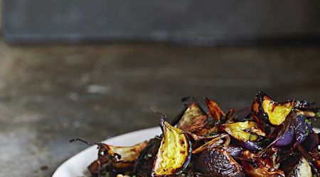 Roast beetroot, lentil and goat’s curd salad with walnuts